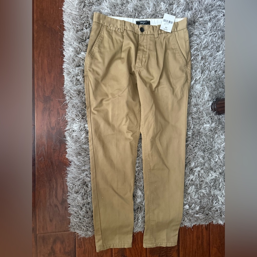 Brand New Men's Tan Forever 21 Khaki Chino Pants Size 32